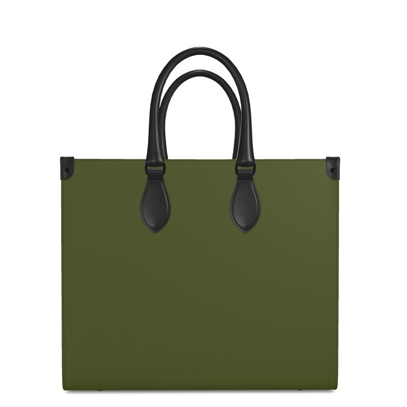 NATO Olive Leather Shopper Bag