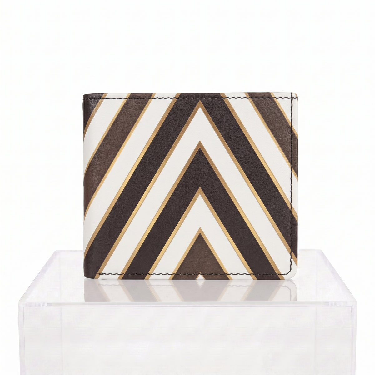 Geometric Chevron Leather Bifold Wallet | Handmade London Luxury