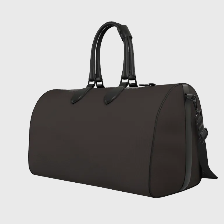 Carbonised Umber Leather Duffle Bag