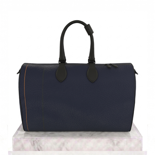 THE MIDNIGHT NAVY TRIAD LEATHER DUFFLE BAG