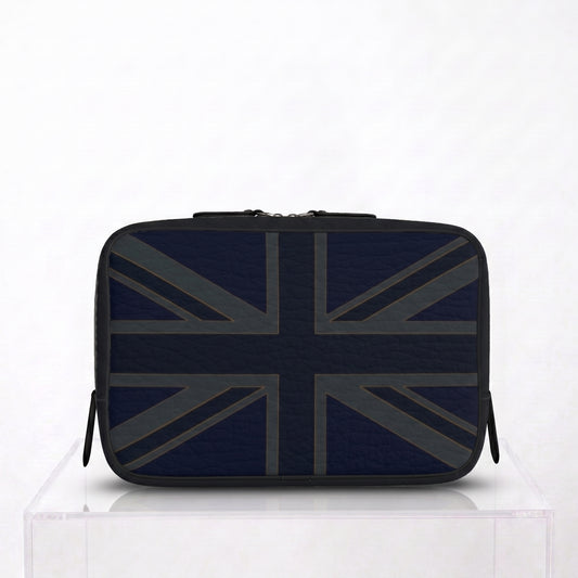 Union Jack Leather Wash Bag Midnight Edition
